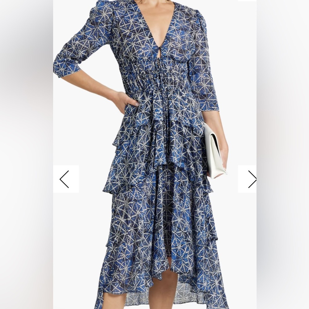 Elegant maje dress blue ruffled